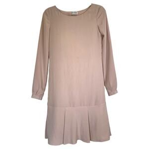 ALBERTA FERRETTI Pink Nude Shift Dress Long Sleeve Simple Office Size 2